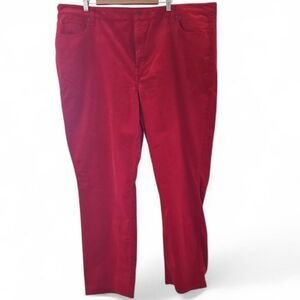 Talbots Plus Sz 24W Red High Waist Corduroy Pants Flawless Fit Straight Leg NWT